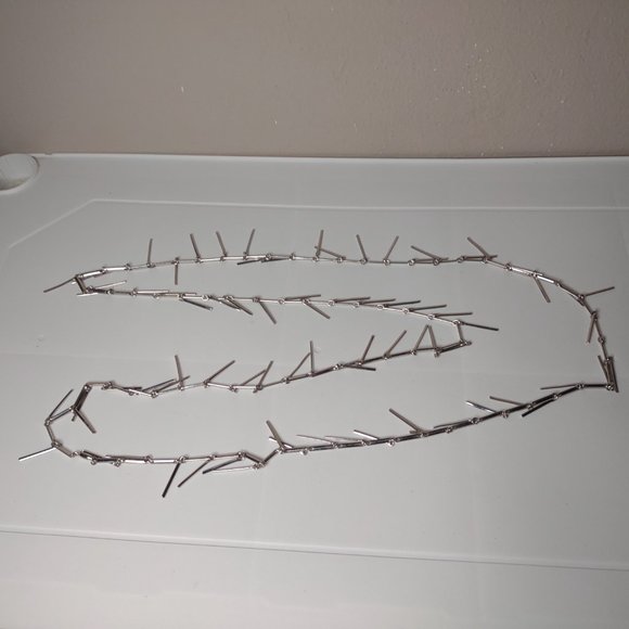 Very Long Silver Tone Dangling Bar Necklace 53.5 Inches - Picture 2 of 11